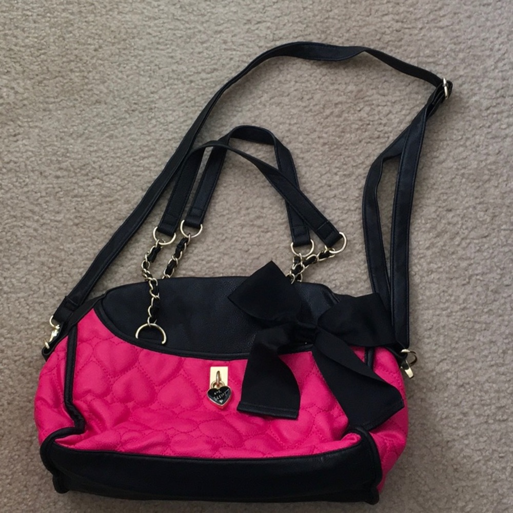 Hot pink & black betsey Johnson bag
